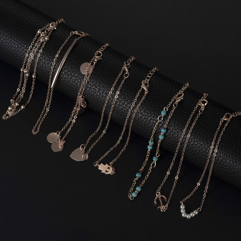 Softones 16Pcs Ankle Bracelets for Women Gold Silver Two Style Chain Beach Anklet Bracelet Jewelry Anklet Set,Adjustable Size - Image 3